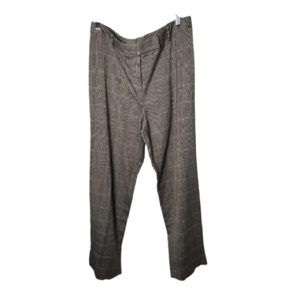 Chaus Brown Plaid High Rise Wide Leg Pants 10